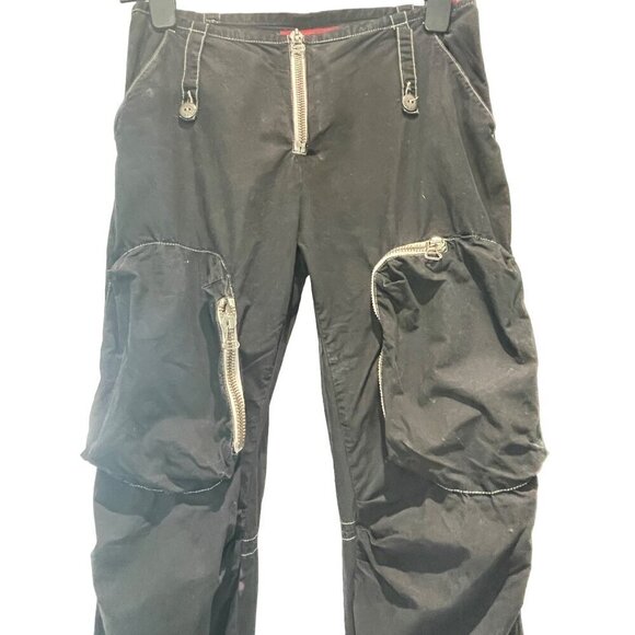 Miss Sixty vintage  90s women's pants cargo zippered grungy  28 waist 36 hip  32 - Picture 8 of 12